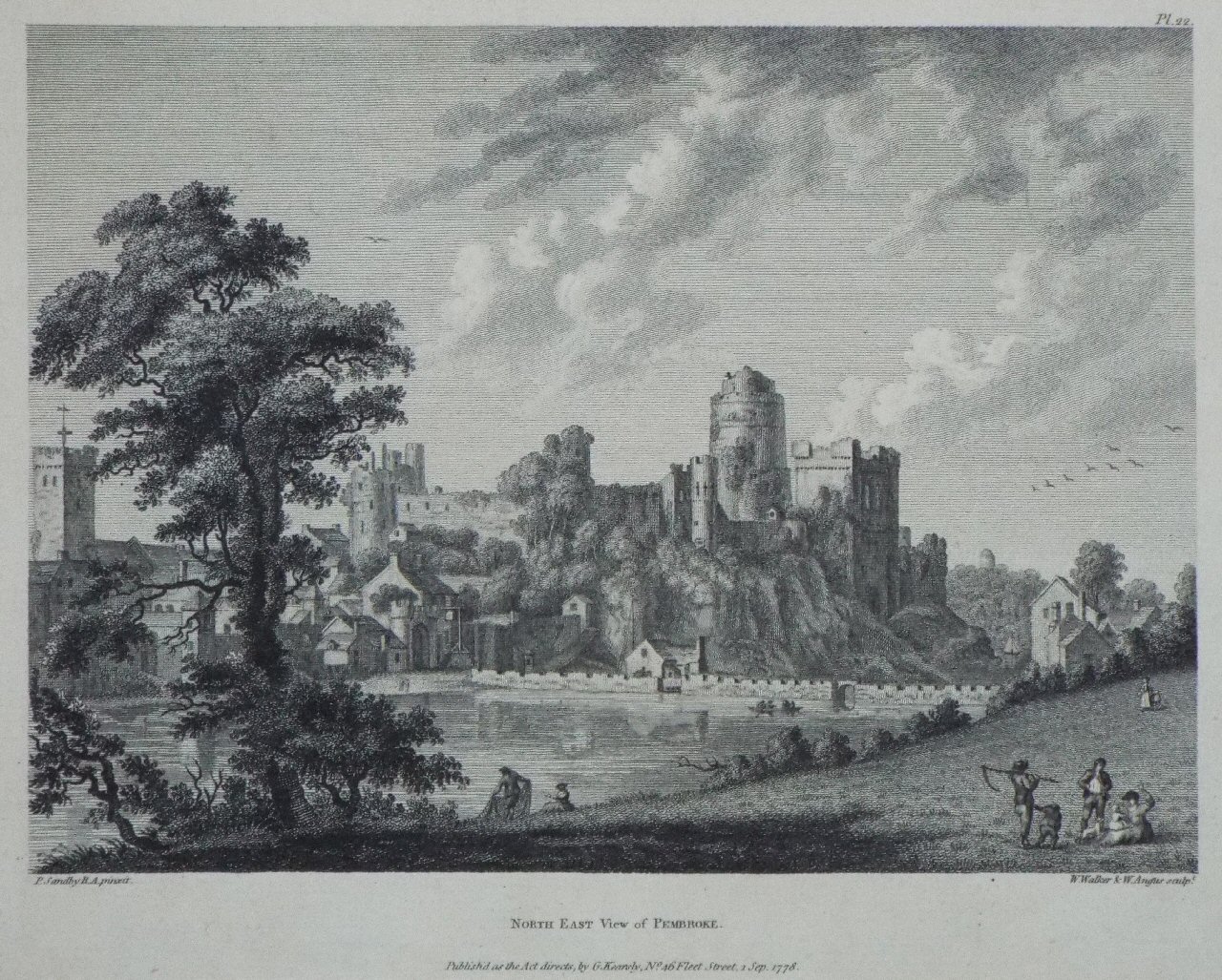 Print - North East View of Pembroke. - Walker